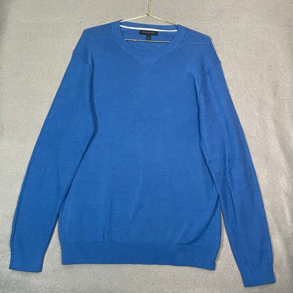 banana republic mens Lightweight Base layer Crew Neck Cotton Knit Sweater Size L - Picture 3 of 7